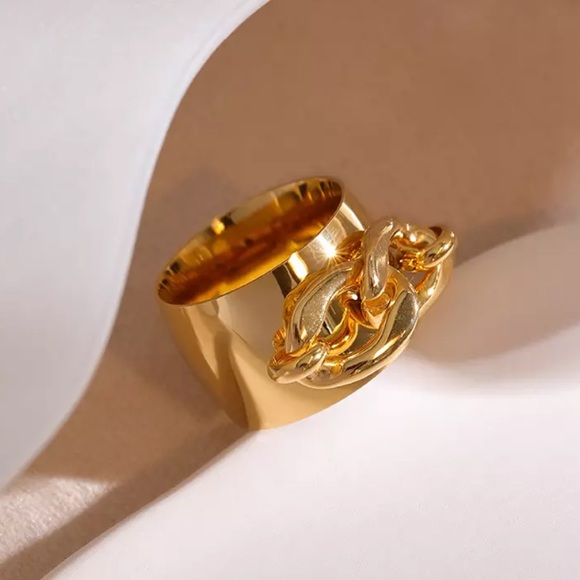 💛Gold plated chain texture ring - Picture 2 of 6